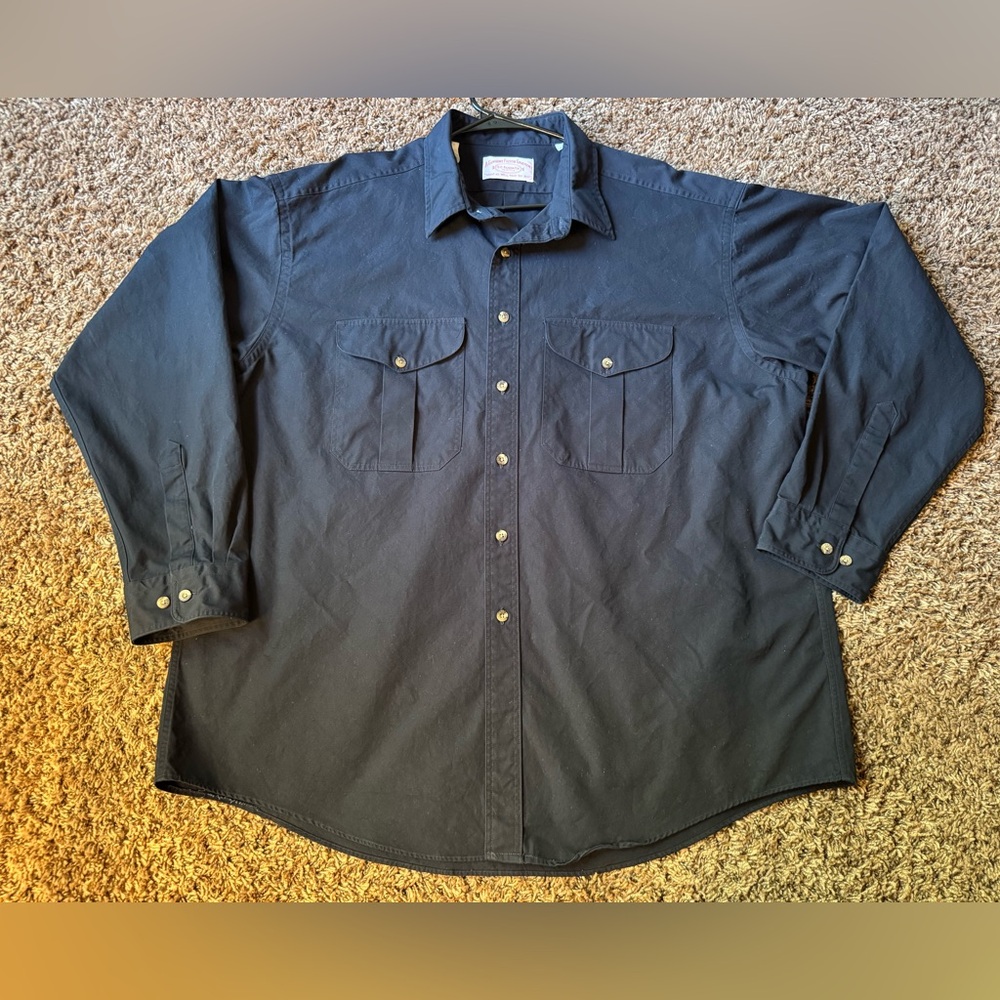 Vintage C.C. Filson Mens Black Button Down  Cotton Shirt